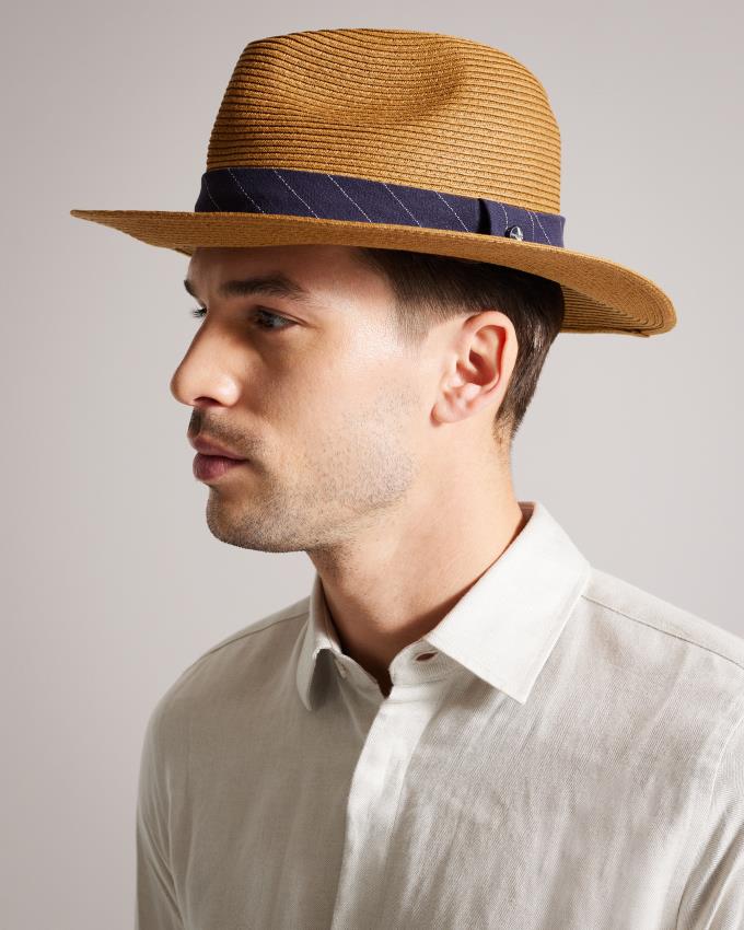 Chapeau Ted Baker Straw Marron Homme | QJL-00467947